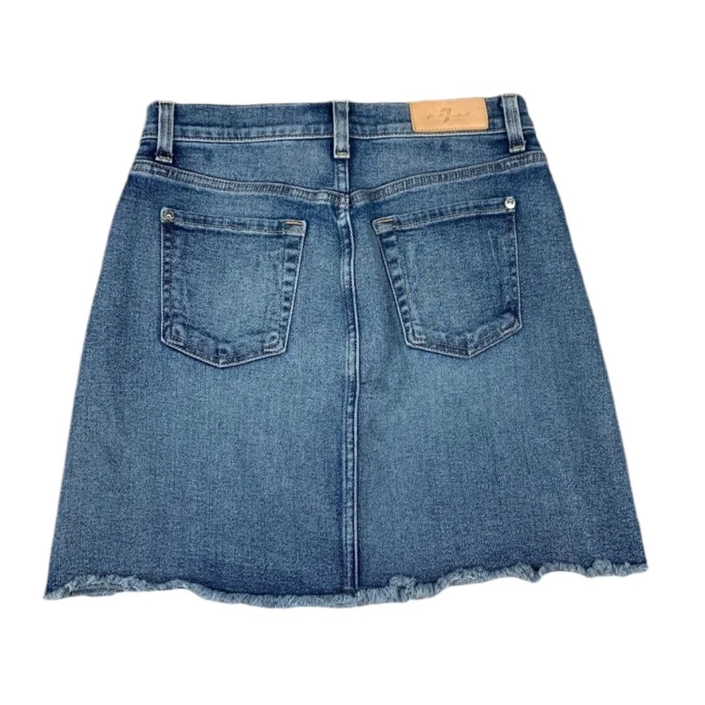 Seven 7 for all mankind frayed stretch denim blue summer 90’s Y2K Mini Skirt 27